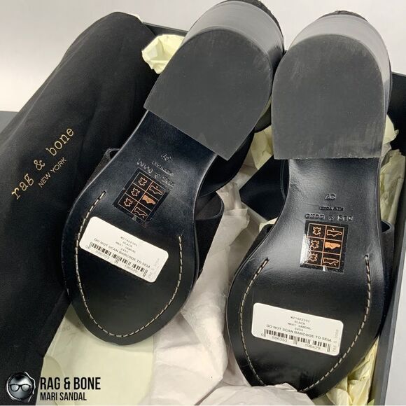 RAG & BONE MARI SUEDE STRAPPY SANDAL IN BLACK BLOCK HEEL LEATHER WOMEN’S SIZE 7 - Picture 7 of 12
